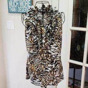 Beautiful Leopard Frilly Vest